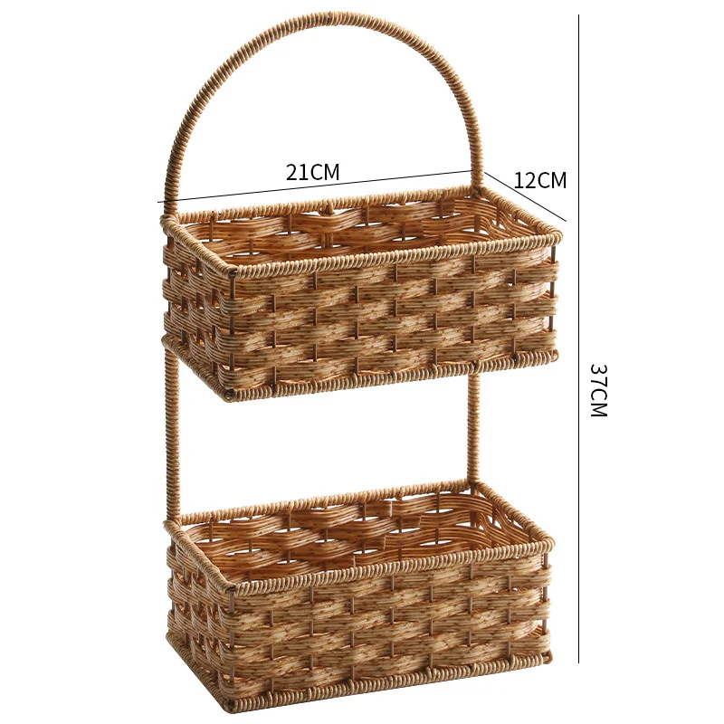 

CAMIGEL Wall Hanging Basket, Kitchen Ginger Garlic Seasoning Bottle Storage Basket, Multi Story Bathroom Shelf