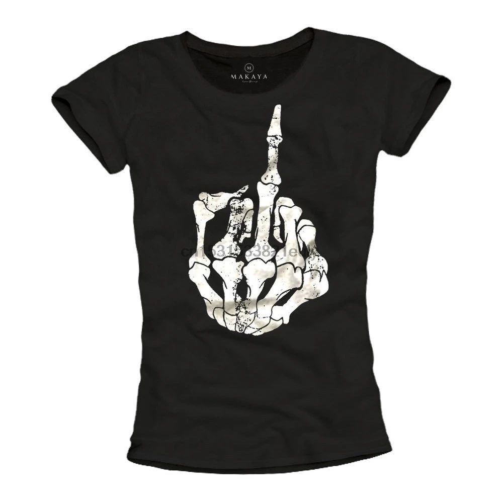 

TX Womens Skull Finger T Shirt Graphic Biker Top black Motorcycle Gifts for her Vintage Shirt SML