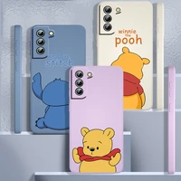 disney pooh bear cute phone case for samsung galaxy s22 s21 s20 fe s10 note 20 10 ultra lite plus liquid rope funda back cover