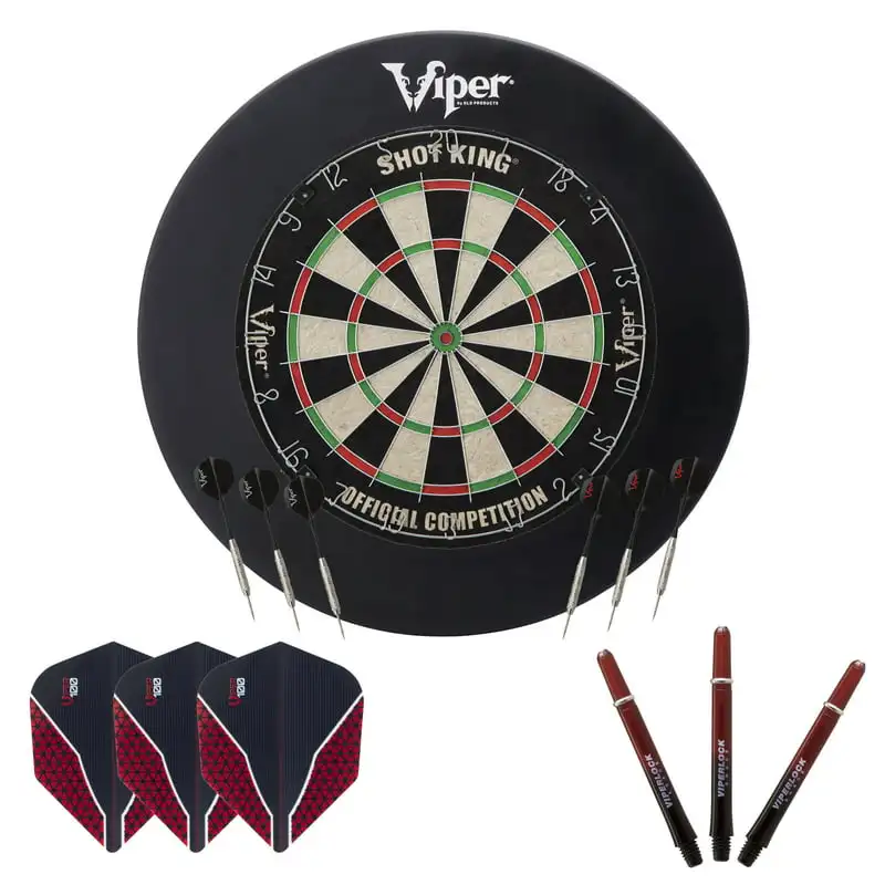 

Surround Black, Shot King Sisal Dartboard, Shadow Buster Dartboard Lights, Viperlock Shade Shaft Medium