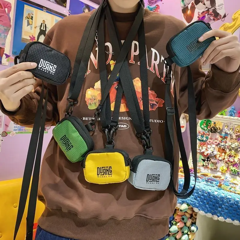 Men's Mini Crossbody Bag Fashion Ins Trendy Small Bag Earphones Storage Bag Hip Hop Hanging Bag Coins Purse