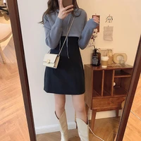 women cute hoodie slip dress short sweater korea style plus size woman sets khaki blue vintage dresses hoodie sweater clothes