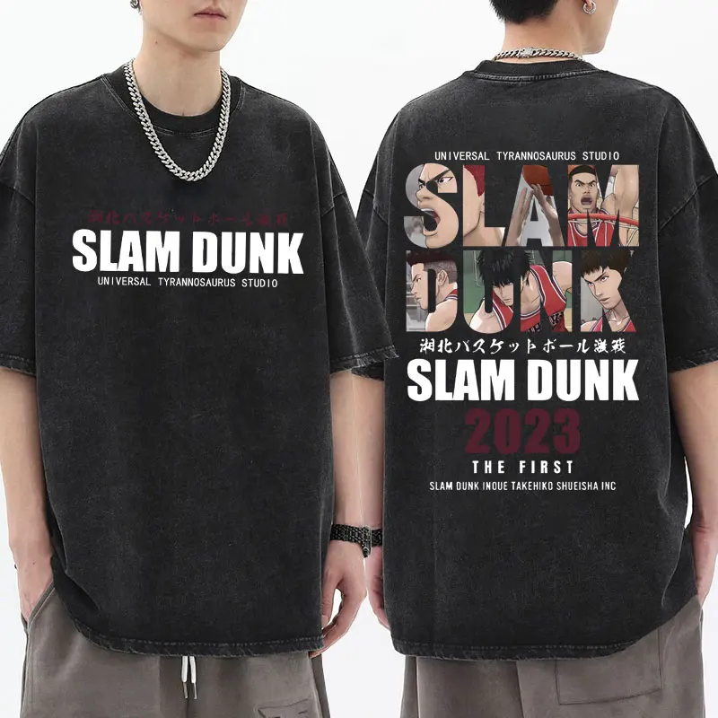 

Anime Slam Dunk Washed Vintage T-shirt Ryota Miyagi Hisashi Mitsui T-Shirts Men Women Shohoku Basket Ball Team Short Sleeve Tees