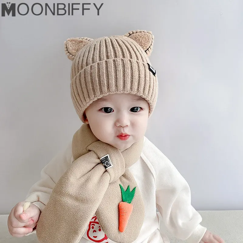 

Cute Children's Hat Autumn and Winter Earprotector Knit Cap Scarf Baby Hat Girl Baby Boy Winter Clothing Accessories