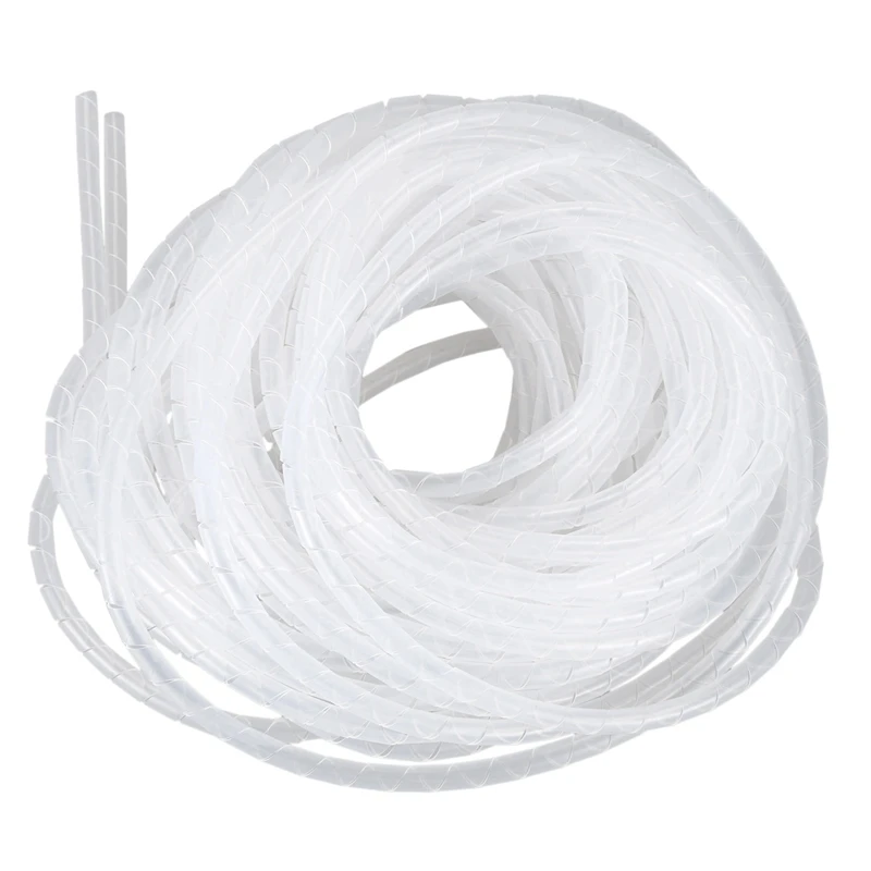 

4X Cable Wire Organizer Manager Spiral Wrap Band 6Mm Dia 15M Length White