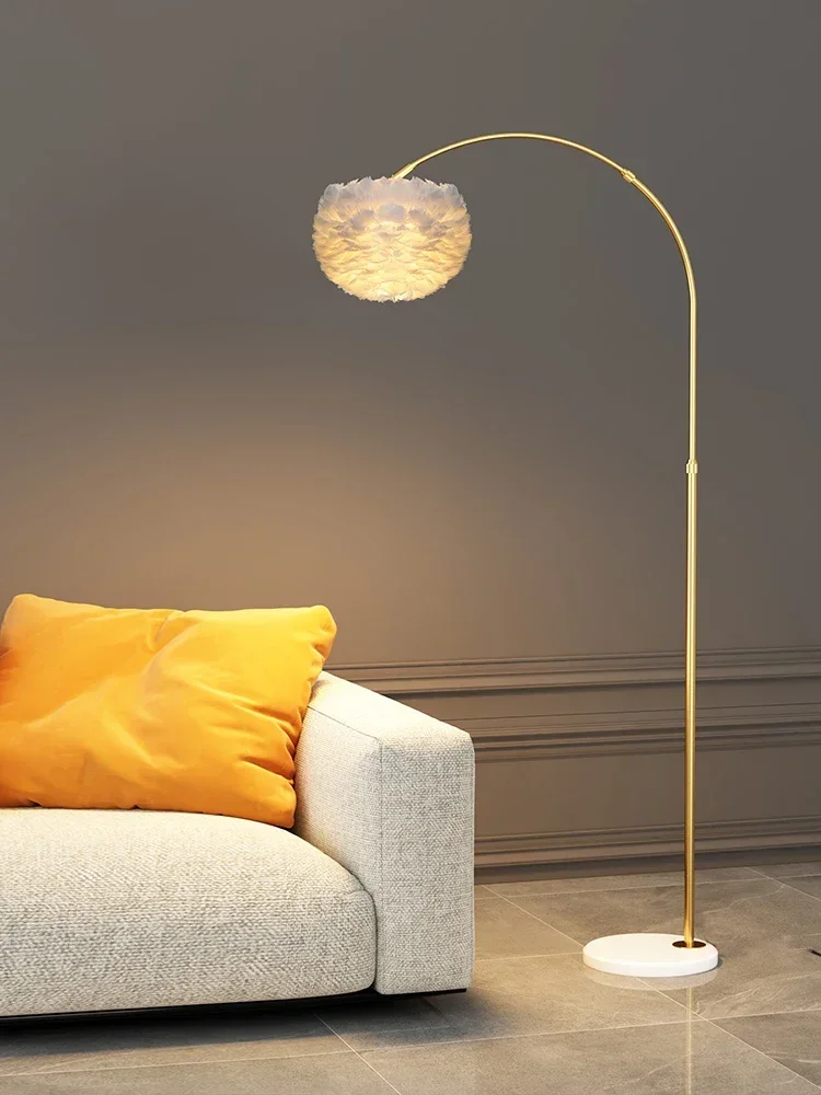 

Feather Night Fish Luring Lamp Floor Lamp Bedroom Living Room Nordic Style Bedside Light Luxury Sofa Table Lamp