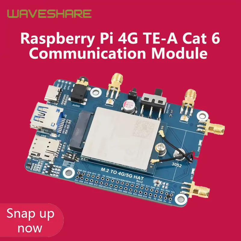 Raspberry Pi 4G TE-A Cat 6 Communication Module EM060K-GL Expansion Board
