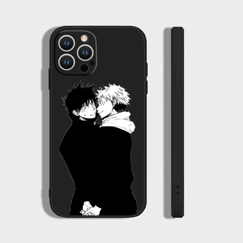 Черный чехол для телефона с мультяшным аниме-мальчиком IPhone 16 Pro Max 15 14 13 12 Mini 11 XS XR 7 8