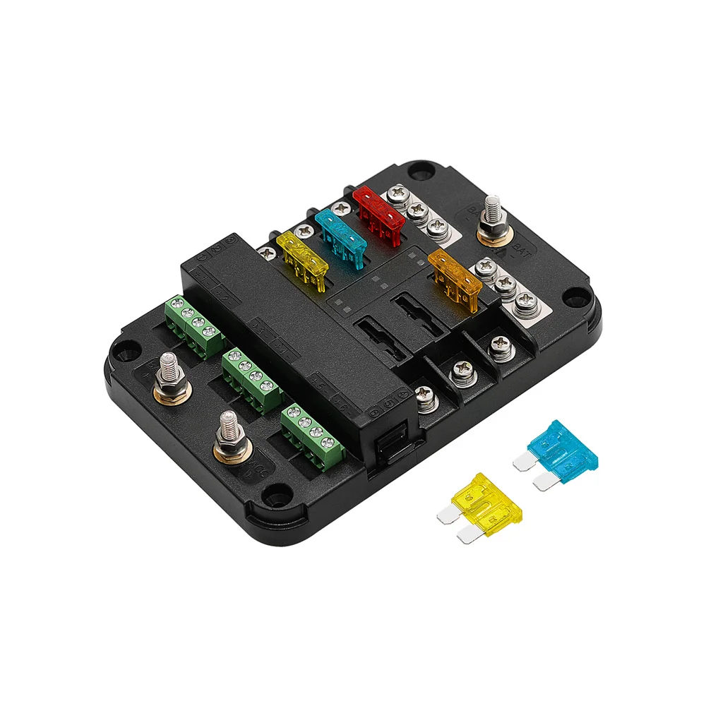 

Motorhome Car 6-way Independent Control Open Circuit One In Multiple Out Fuse Box With LED Indicator