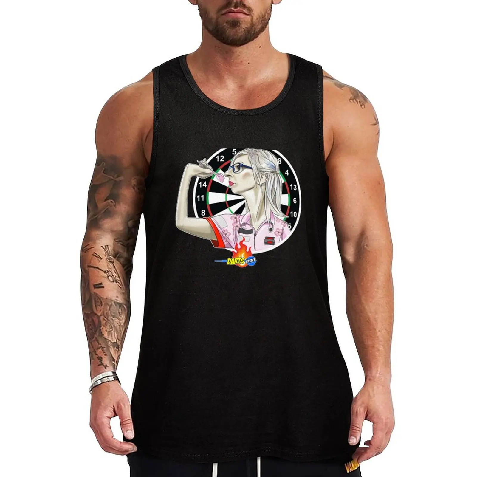 Caricatura Fallon Sherrock by Darts Attack Tank Top летняя одежда мужские спортивные футболки 2025 года