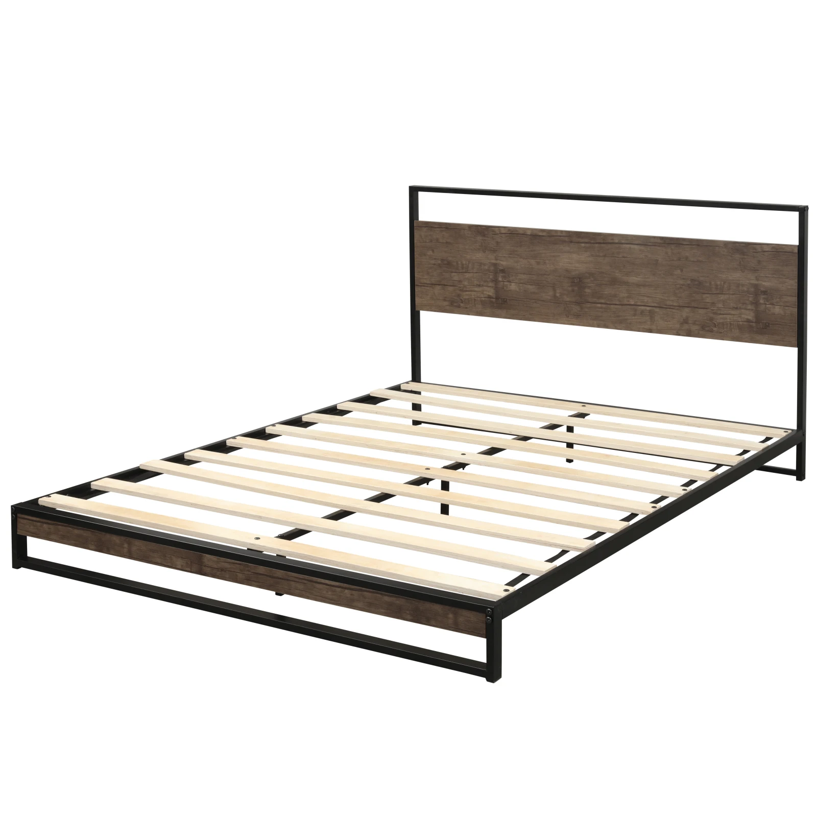

Metal Queen Bed Frame With Wood Slats Bedroom Furniture Modern Bed Frame With Headboard King Size Bedframe