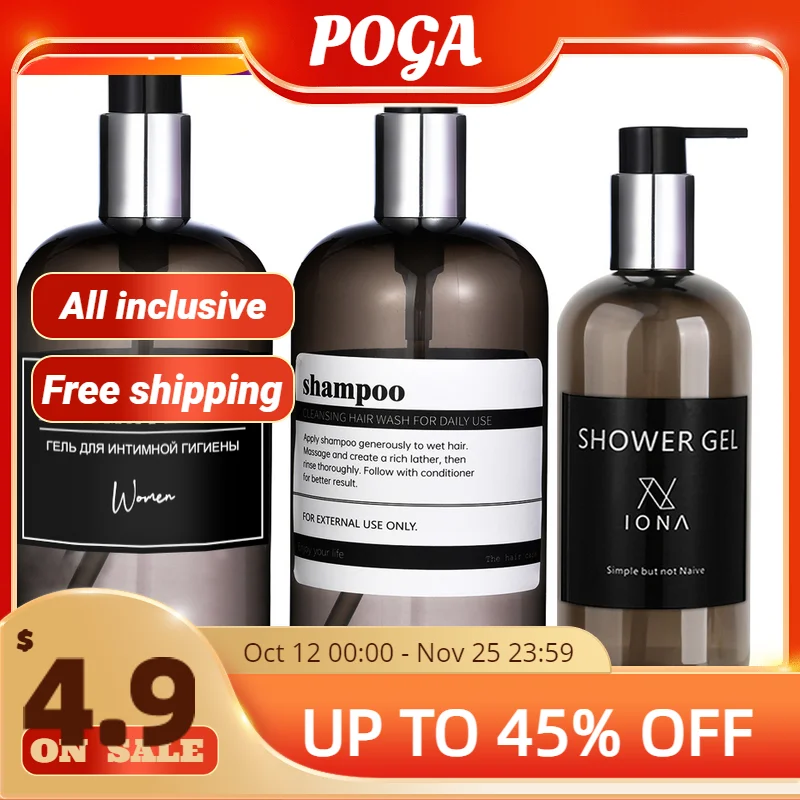 

250/500ml Large Capacity Dispenser Bottle Liquid Lotion Shampoo Soap Press Bottles Hotel Travel Refillable Portable Bottle