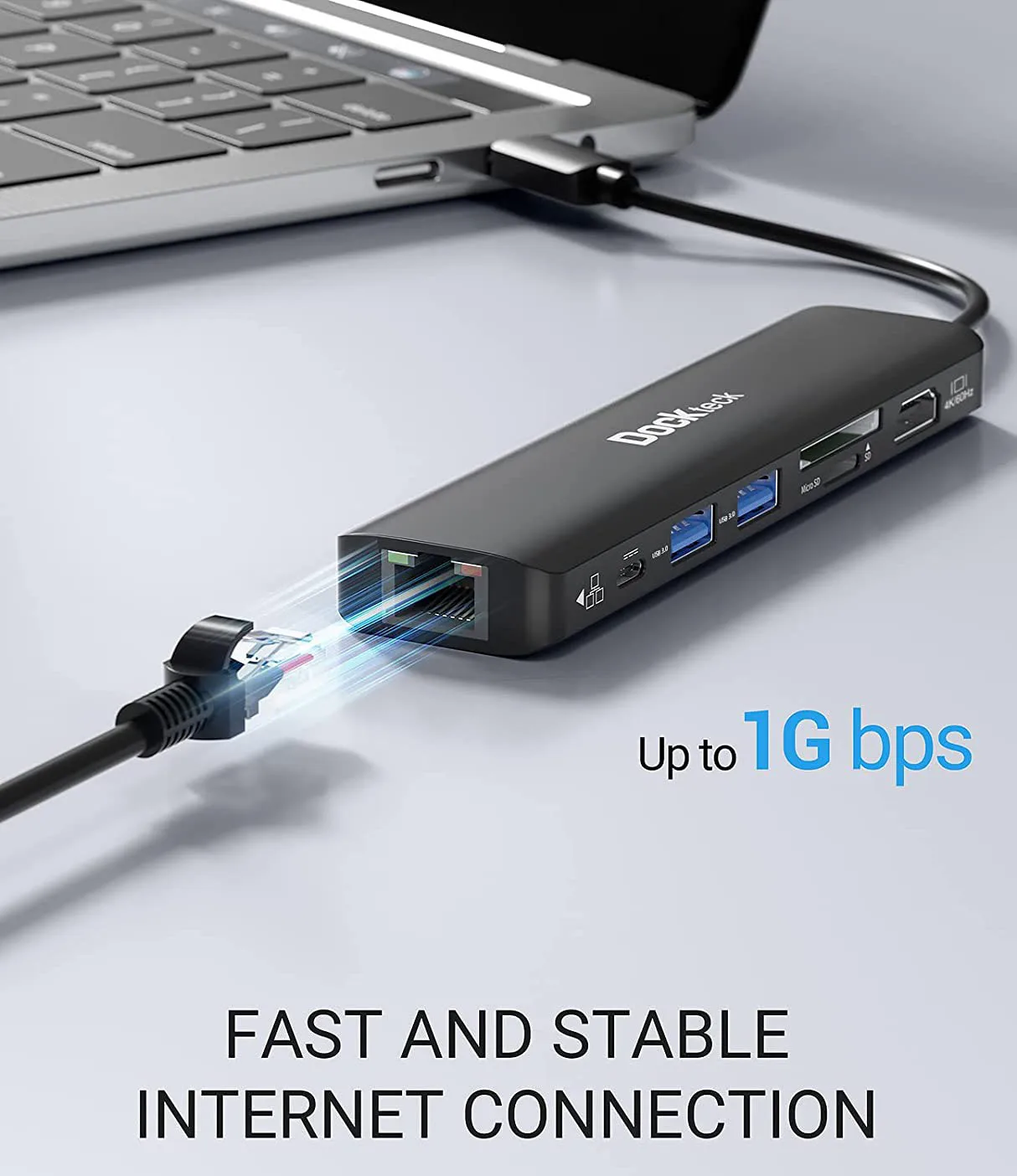USB C Hub 7-in-1 Hub Dockteck with 4K 60Hz HDMI/1Gbps Gigabit Ethernet/100W PD/2 USB 3.0/SD/TFfor MacBook Pro/ Air iPad Pro XPS enlarge