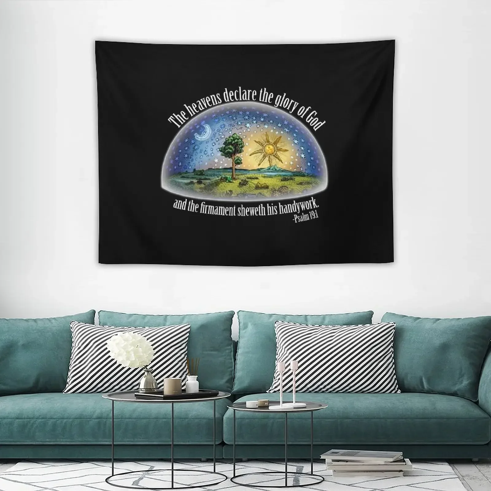 Плоская Земля-псалом 19:1 (процветание) черный гобелен Настенная роспись украшения