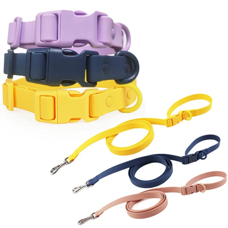 

Водонепроницаемый ошейник для собак, цветной регулируемый, прорезиненный, прочный, малый, средний и большой размер, из ПВХ