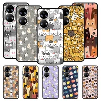 cartoon cute cats background phone case for huawei p50 p30 pro p20 p40 lite e p smart z 2021 y6 y7 y9 2019 y6p y9s y7a cover