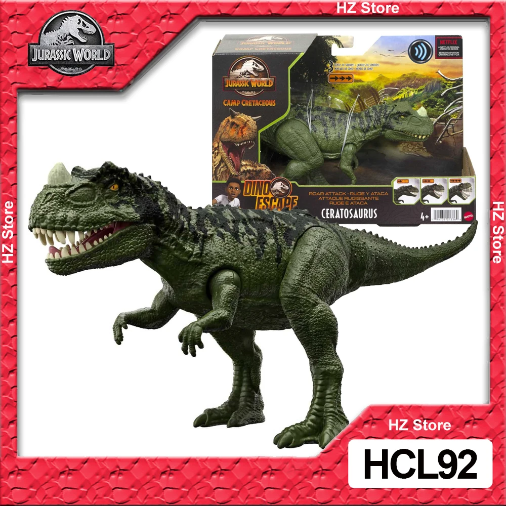 Jurassic World Camp Cretaceous Roar Attack Ceratosaurus Dinosaur Action Figure Motion Sound Toy for Kids Birthday Gift HCL92