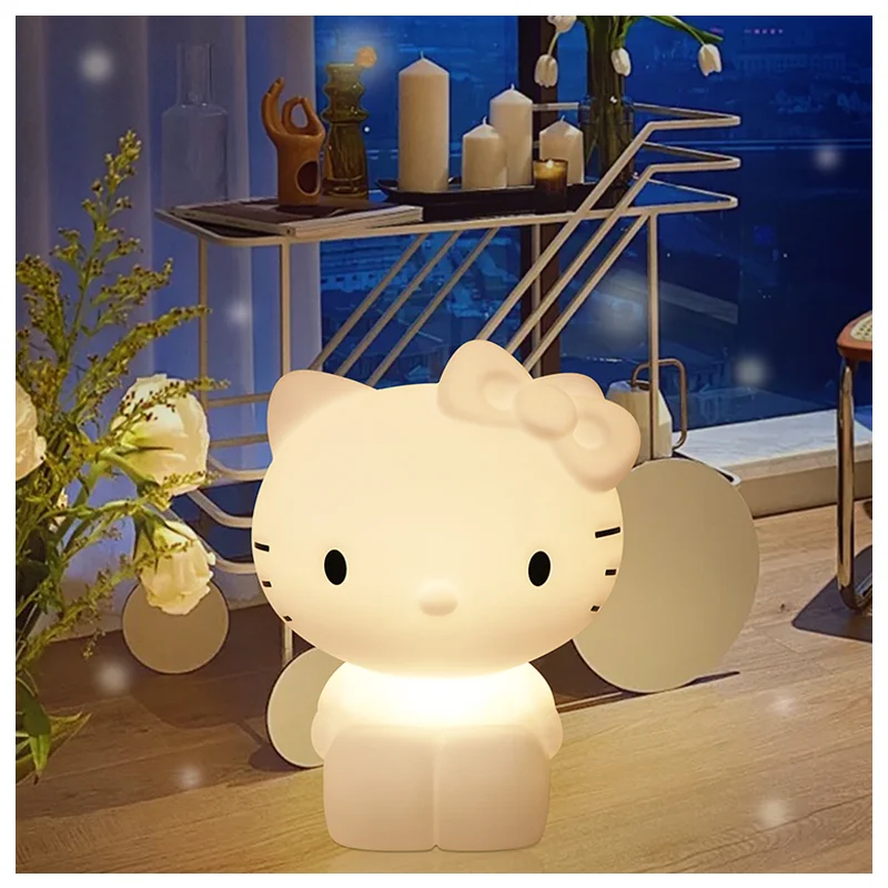

Милый мультяшный Sanrioed Hellokittys модель куклы в форме настольной лампы Kawaii защита глаз ночник Регулируемая яркость детский подарок