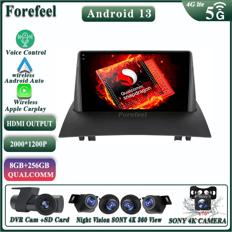 

Android 13 Qualcomm snapdragon для Renault Megane 2 2002 - 2009 мультимедийный автомобильный плеер Радио стерео экран GPS-навигация NO 2din