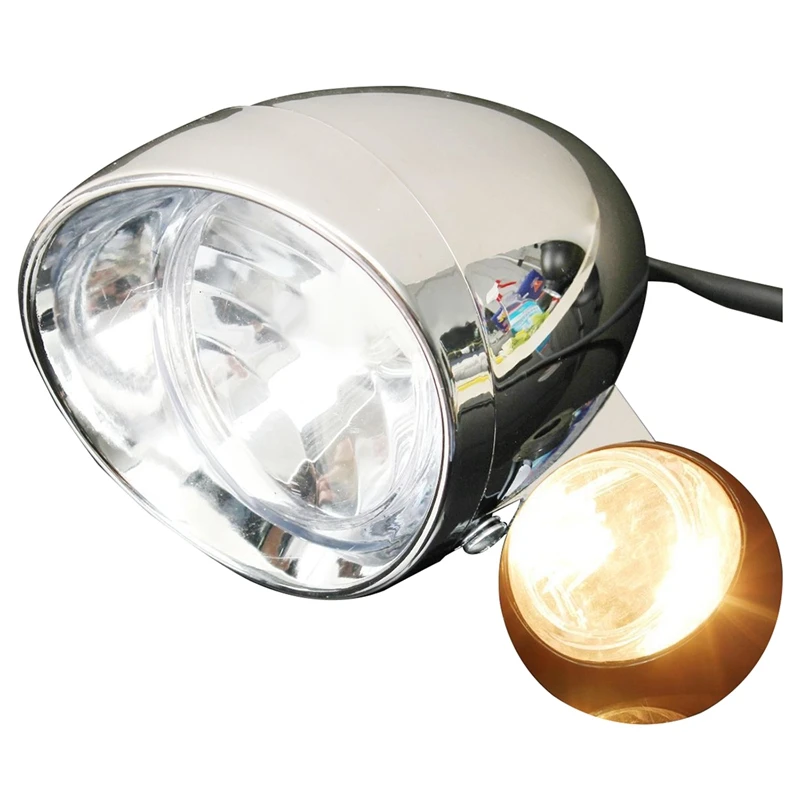 

New 4″ Motorcycle Bike Chrome Bullet Headlight Spot Fog Lamp Bulb For Chopper
