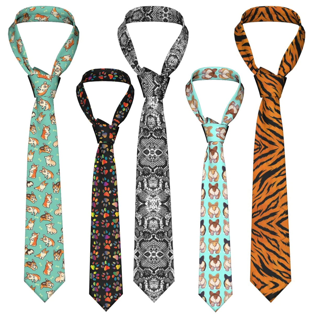 

Tiger Print Pattern Neckties Cheetah Pattern Ties for Men Polyester Silk 8cm Printed Creative Tie for Wedding Accessories Ties