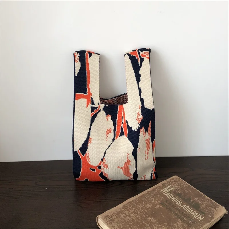 

Original Design Knit Bag Crochet French Polka Dot Stripe Flora Knitted Bag 2022 Handbag Fashion Underarm Women's Even Bags Woman