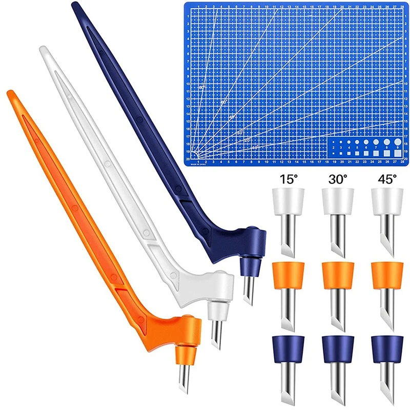 

360 Rotating Craft Cutting Tools Set,Cutting Tool With 9 Pieces Rotating Replacement Blade And Cutting Mat For DIY Craft