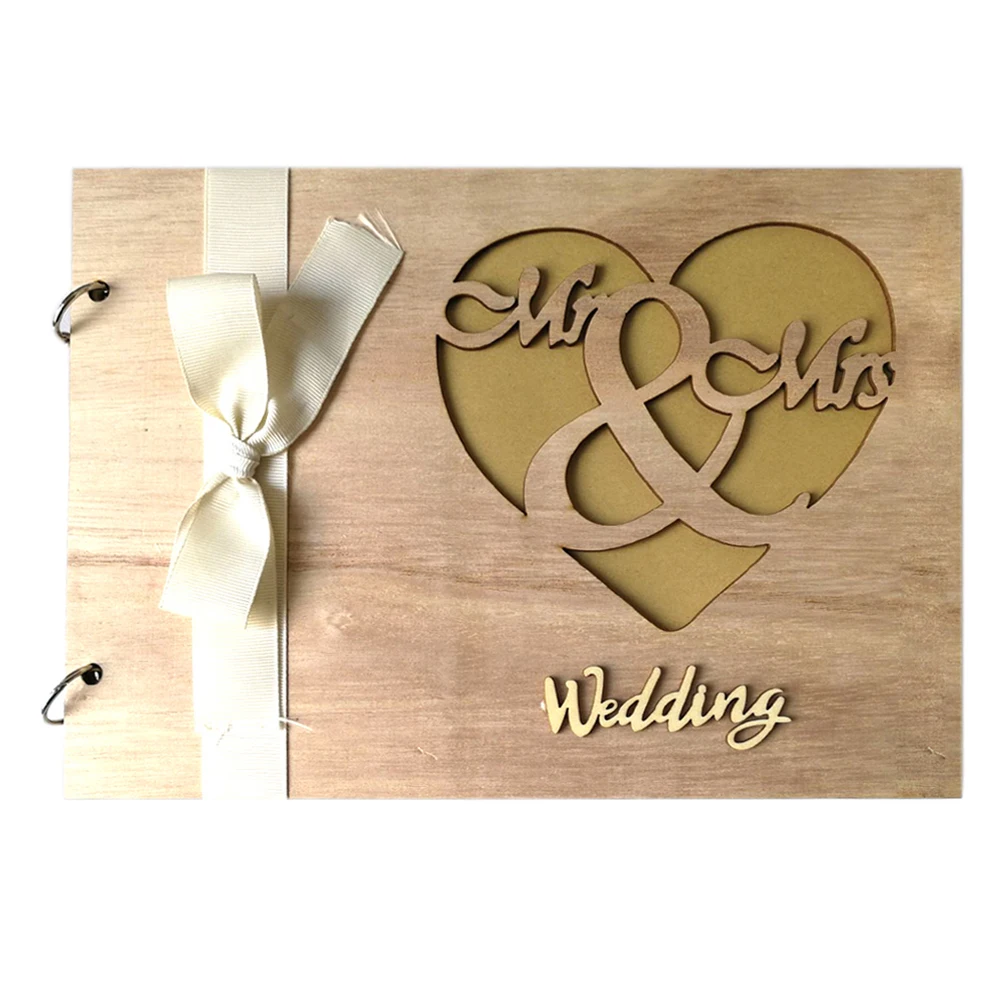 Деревянная свадебная гостевая книга персонализированная Мистер Миссис