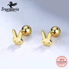 TrustDavis Настоящее серебро 925 пробы модные милые животные кролик винт серьги-гвоздики для женщин Свадебная вечеринка ювелирные изделия DA2628