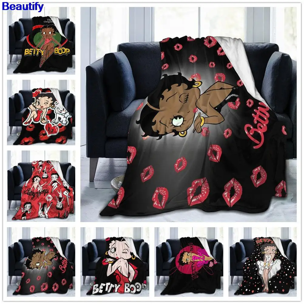 

Beautify Betty Boopes 3D Printed Blanket Bed Throw Soft Cartoon Bedspread Sheets Ultra-Soft Warm Picnic Blanket Bed