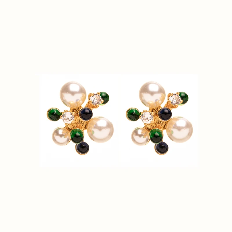 

Irregular Pearl Zirconia Creative Earrings S925 Silver Pin 18K Gold Plated Fashion Jewelry Girls Gift 2023 Popular Earrings