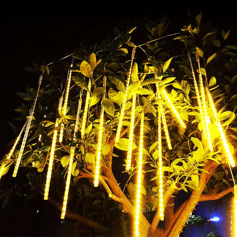 

30/50CM Solar Meteor Shower Rain Lights Waterproof Falling Raindrop Fairy String Light for Street Garland Ramadan Holiday 2024