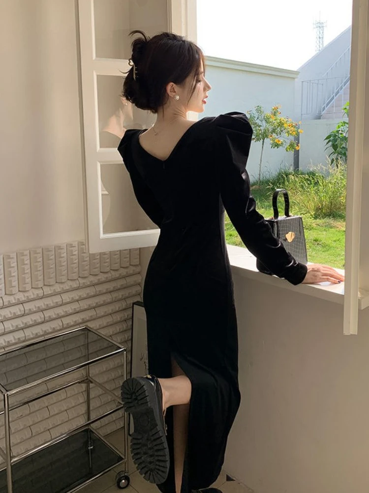 Женское винтажное платье макси элегантное во французском стиле с пышными