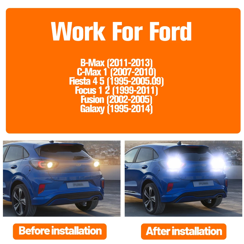 Светодиодная лампа заднего хода Canbus P21W BA15S 1156 для Ford B-Max C-Max Fiesta 4 5 Focus 1 2 Fusion Galaxy