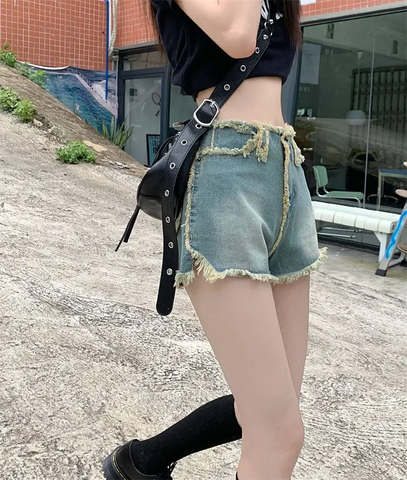 Shorts Women Distressed Daliy Students Summer Patchwork High Street Fashion Simple All-match Comfortable Korean Style Chic Loose