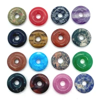2pcspack 20mm peace buckle shaped pendants natural semi precious stone beads bagel diy for making necklace earrings 29 colors