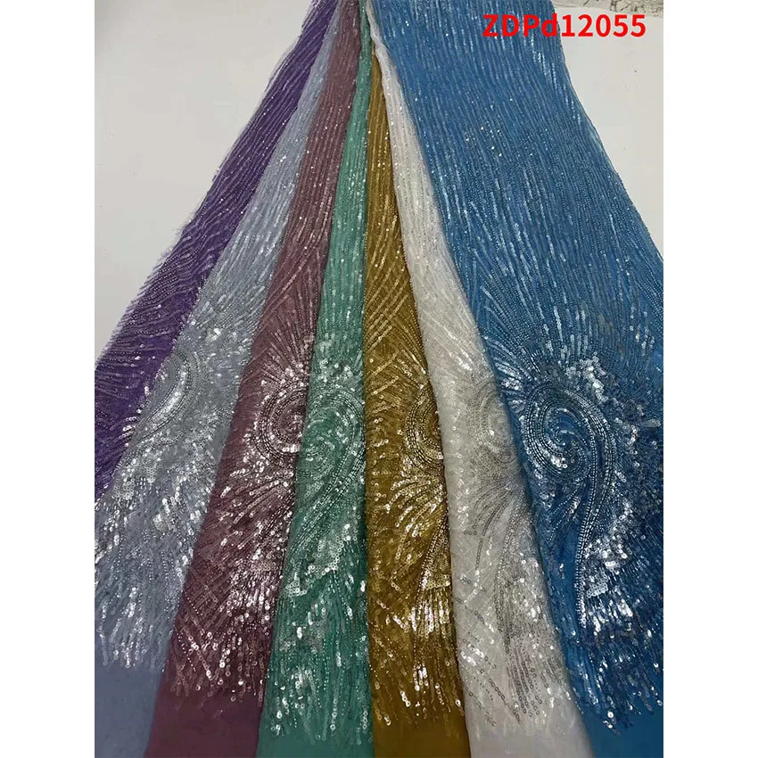 

Ankara Fashion tulle Sequins lace Textiles for Womon Sewing Clothes ZDYP05055