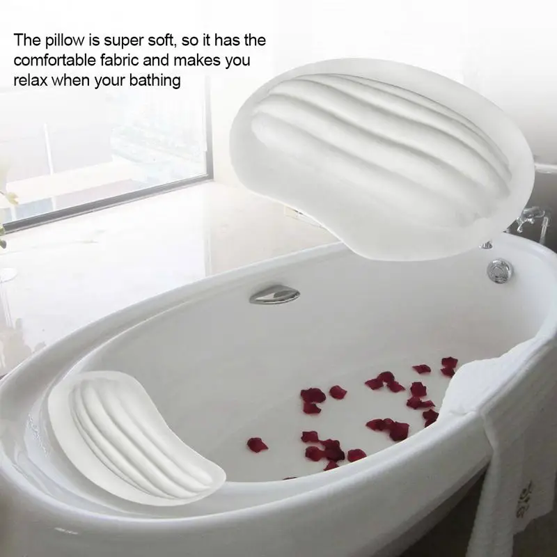 

TPR Spa Нескользящая подушка для ванны, спа-подушка для ванны, подушка для отдыха на голове с присосками для шеи и спины, принадлежности для ван...
