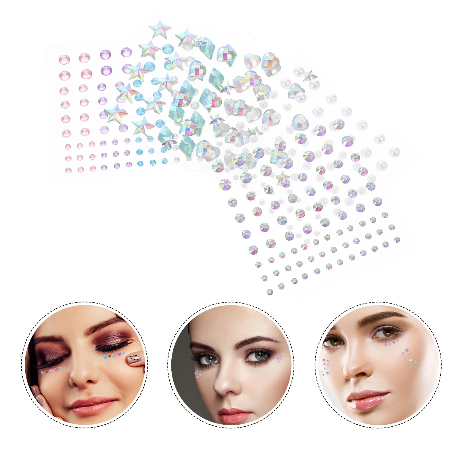 

Face Jewels Makeup Rhinestones Stick Sticker Eye Earrings Eyes Rhinestone Nail Stickers Girls Mermaid Adhesive Decals Little