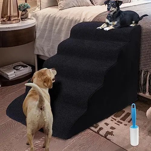 

6 Tier Dog Steps&Stairs for High Beds 30 inches High Tall,LitaiL Extra Wide Pet Stairs/Steps for High Beds/Bedsides,Non-Slip Dog