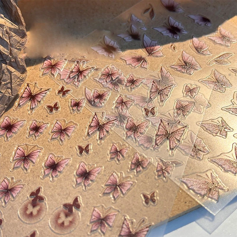 Полупрозрачные полые наклейки для ногтей Maillard с бабочкой 5D рельефные