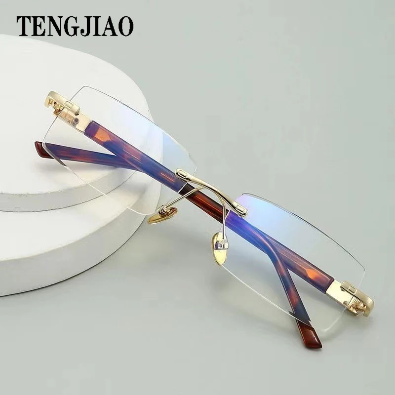 

Очки для чтения без оправы TENGJIAO, для мужчин и женщин, пресбиопические очки с защитой от синего излучения, диоптрии, Eeywear + 1,0 + 1,5 + 2,0 + 2,5 + 3,0 + 3,5 + 4...