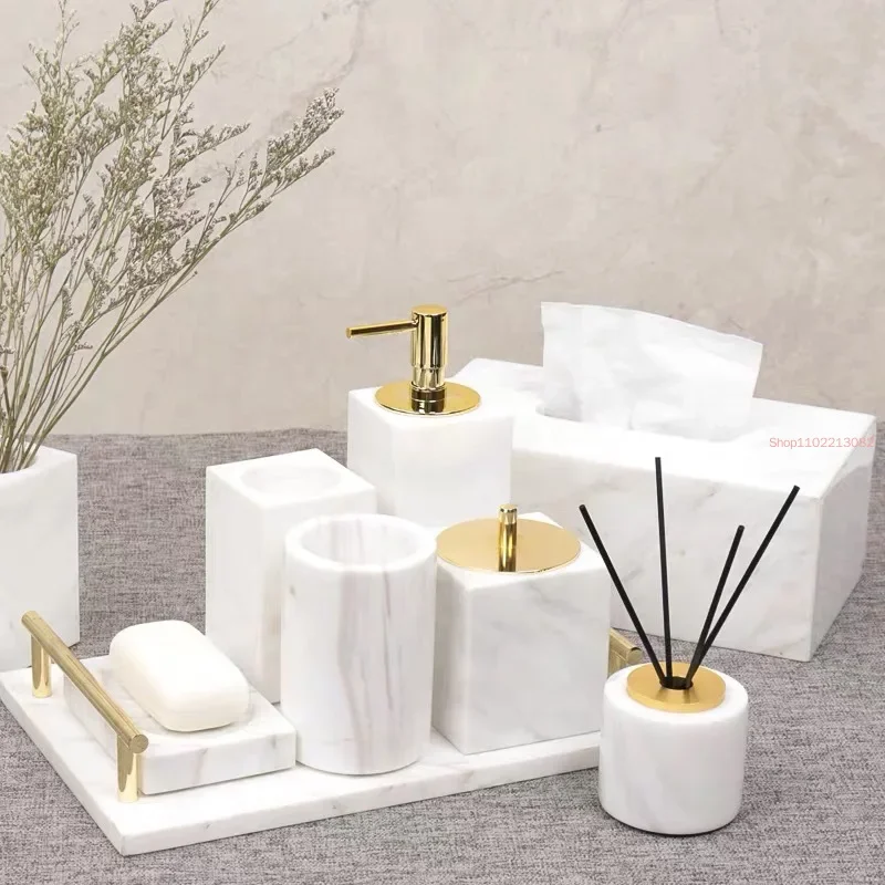 Набор мраморных аксессуаров для ванной комнаты диспенсеры мыла/держатель зубной