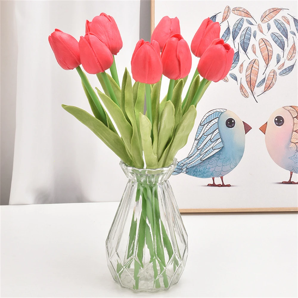 

20PCS Multicolor Tulips Artificial Flowers Faux Tulip Stems Real Touch PU Easter Spring Wedding Bouquet Home Garden Decoration
