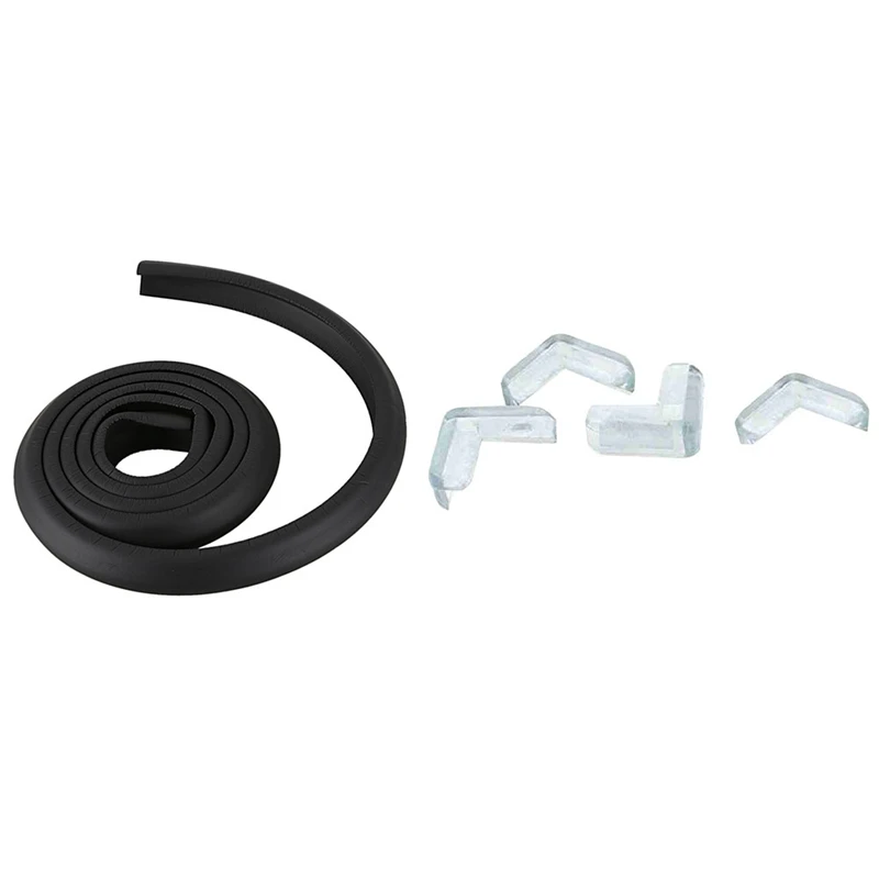 

2M Children Protection Table Guard Strip (Black ) With 4 Pieces Safety Plastic Table Desk Corner Guard Protector