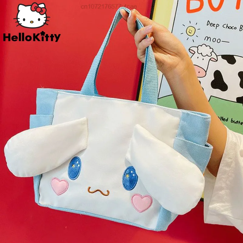 

Sanrio Kuromi Melody Cinnamoroll Lotso Cute Cartoon Y2k Bento Lunch Box Lovely Portable Canvas Messenger Bag Women Storage Bags