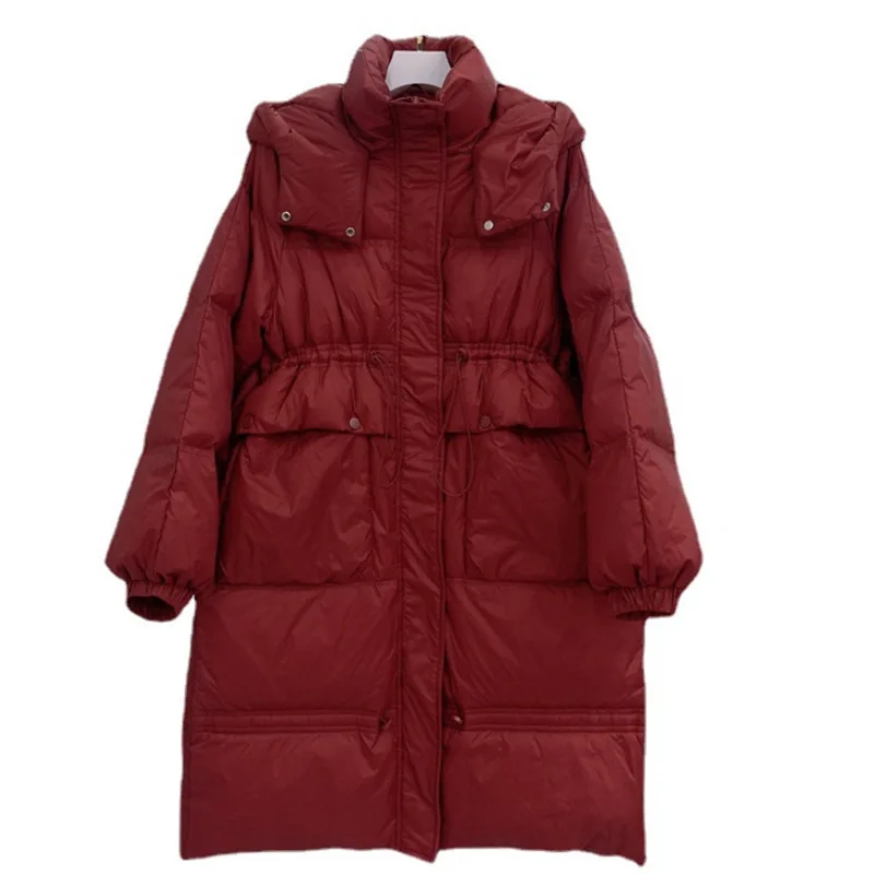 Mid-length down jacket women's white duck down winter women's coat