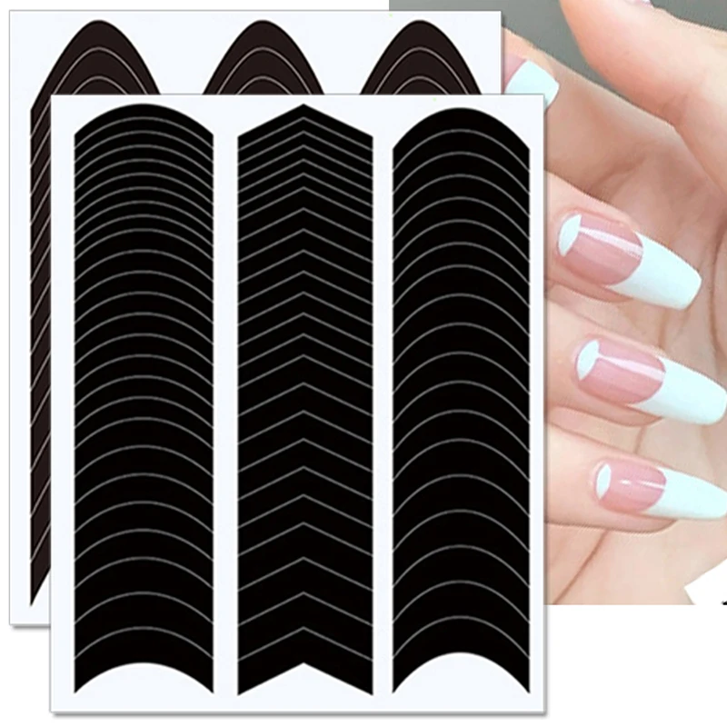 

French Manicure Strip Wavy Lines Nail Art Tips Guides Stickers Stencil Strips Nail Forms Fringe Tip Guide Sticker DIY Nail Tools