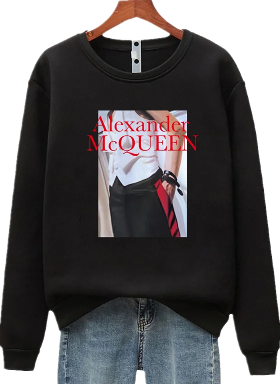 

McQueen Men's And Women's Unisex Letter Printed Long Sleeve Crew Neck Pullover Casual Sweatshirts S-4XL