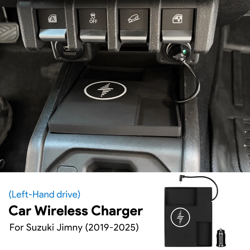 

Для Suzuki Jimny JB64 JB74 2019 2020 2021 2022 2023-2025 держатель для зарядки мобильного телефона с левым рулем 15 Вт плата зарядного устройства автомобильное беспроводное зарядное устройство